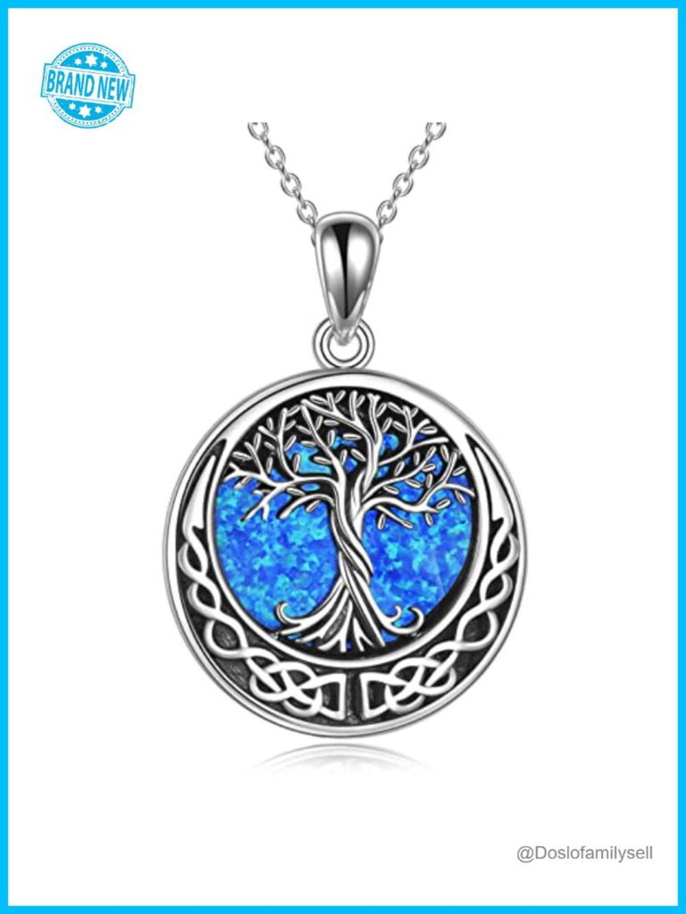 Tree of Life Necklace 925 Sterling Silver Abalone Shell Celtic Knot Pendant